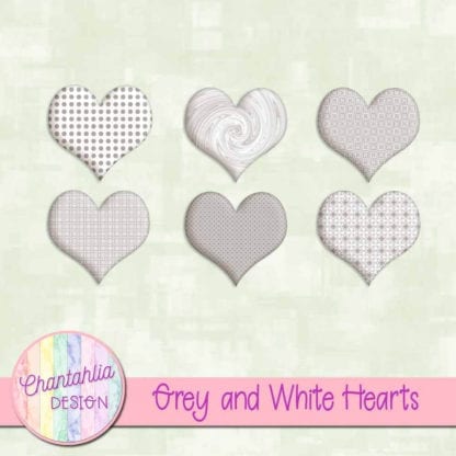 Grey and White Hearts