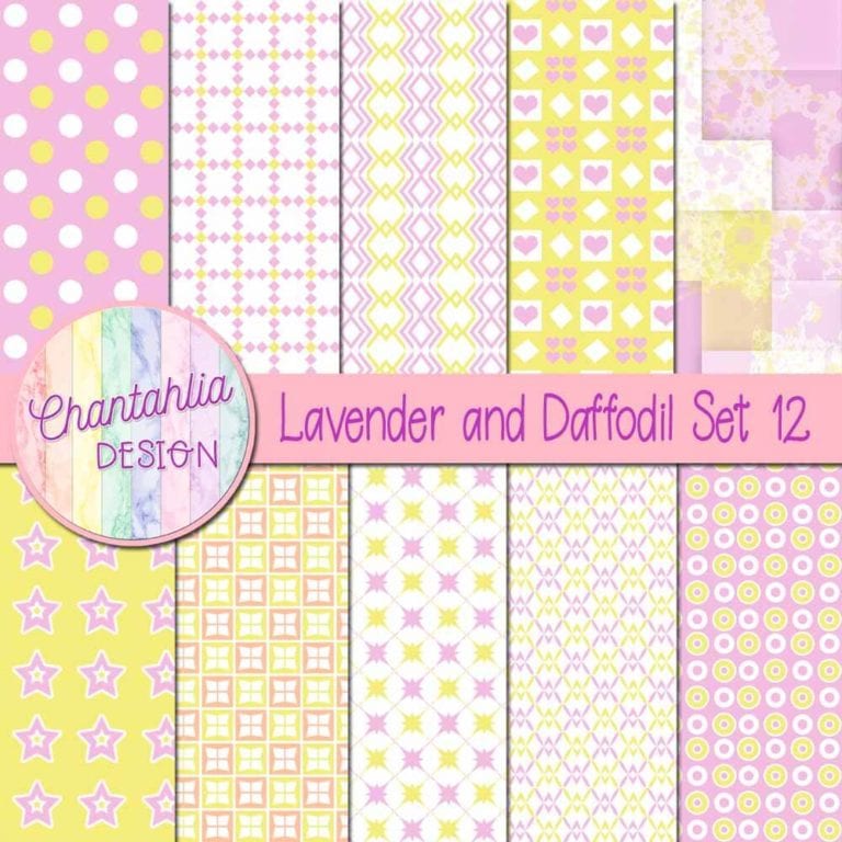 Free Lavender and Daffodil Digital Papers with Patterned Designs