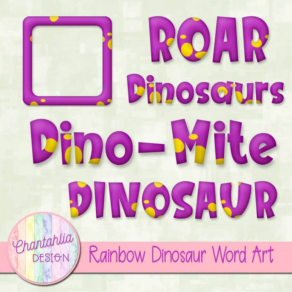 free-rainbow-dinosaur-word-art