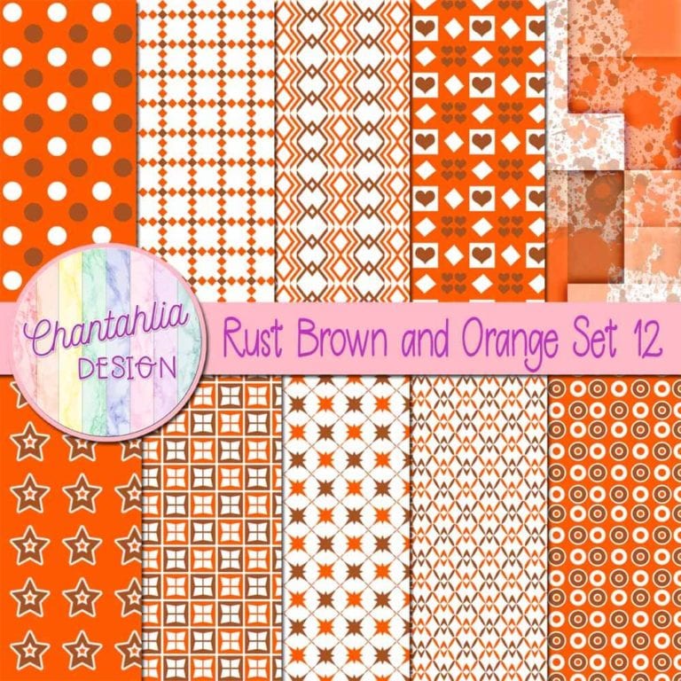 Free Rust Brown and Orange Digital Papers with Patterned Designs