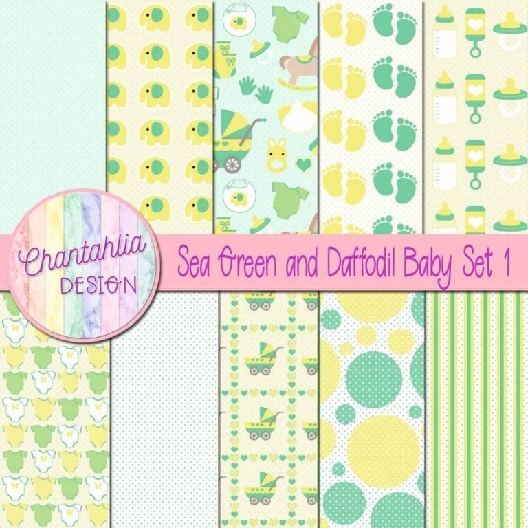 Free Sea Green and Daffodil Baby Digital Papers