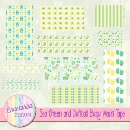 Sea Green and Daffodil Baby Washi Tape