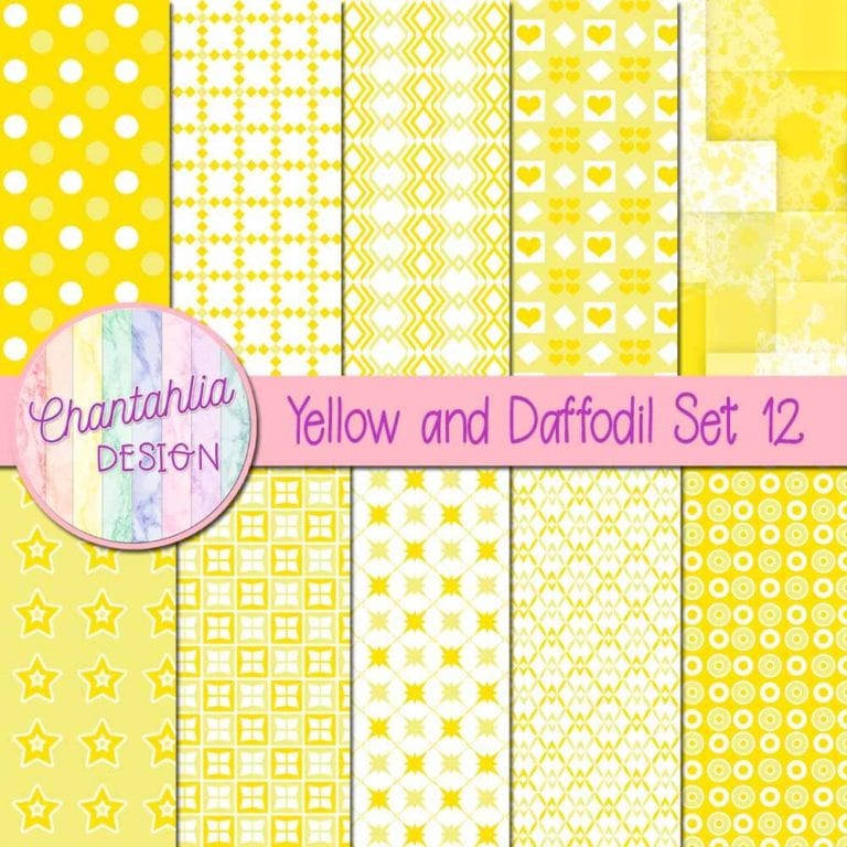 Free Yellow and Daffodil Digital Papers with Patterned Designs