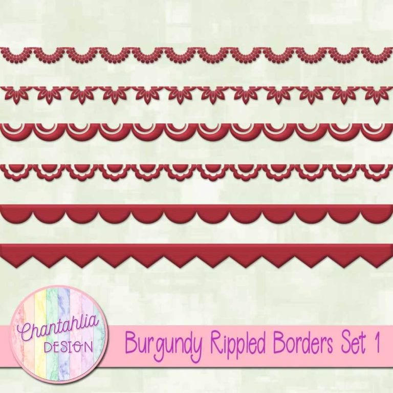 Free Rippled Borders Design Elements in Burgundy