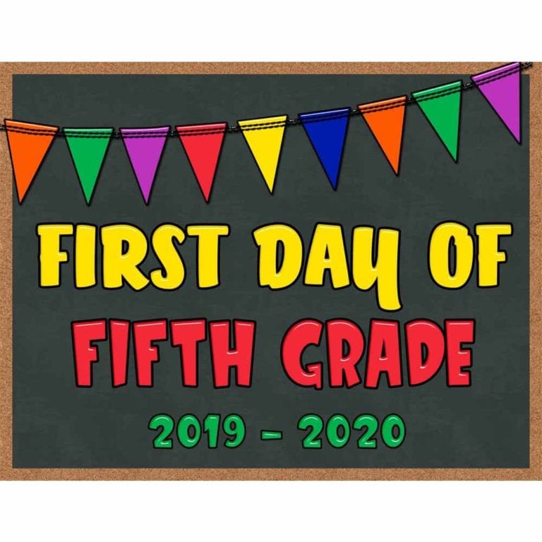 First Day of Fifth Grade Sign Chantahlia Design