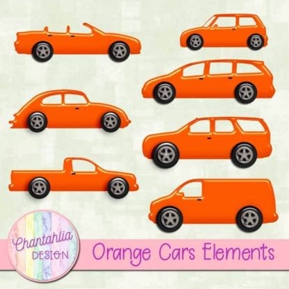 orange cars scrapbooking elements
