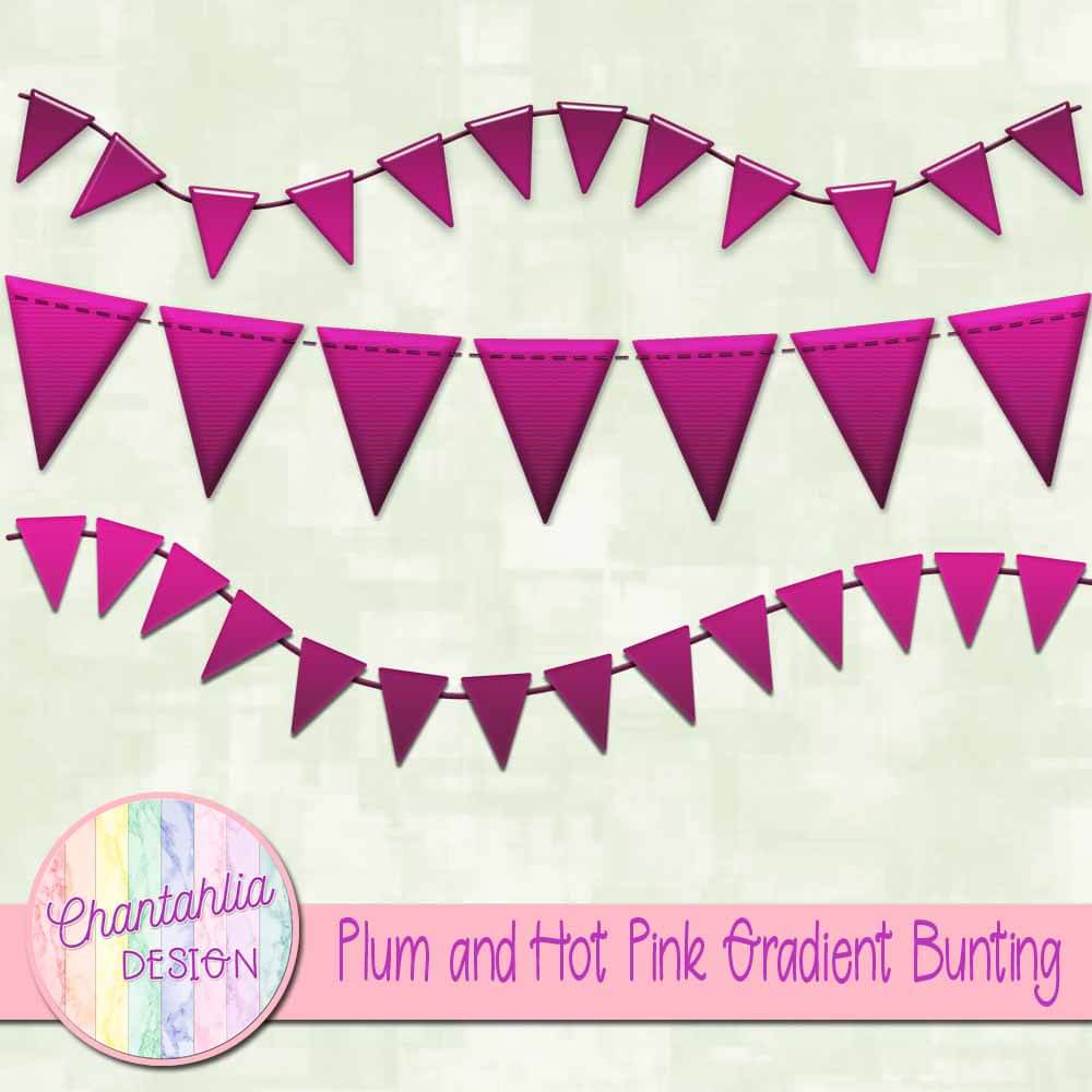 Free Plum And Hot Pink Gradient Bunting Design Elements