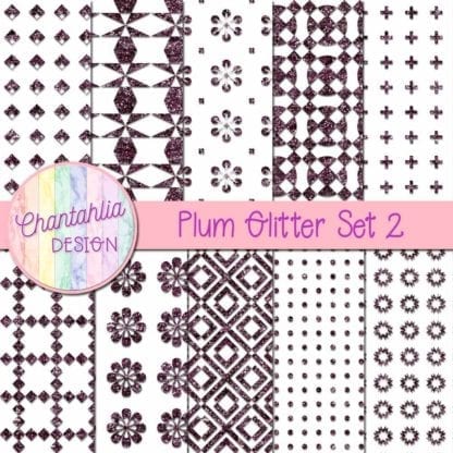 Plum Glitter Digital Papers Set 2