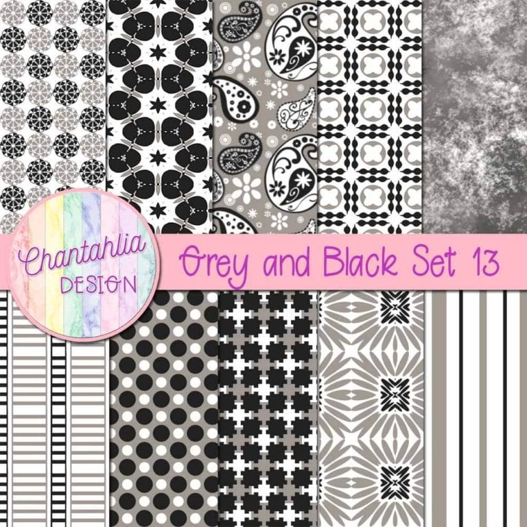 Free Grey and Black Digital Papers with Patterned Designs