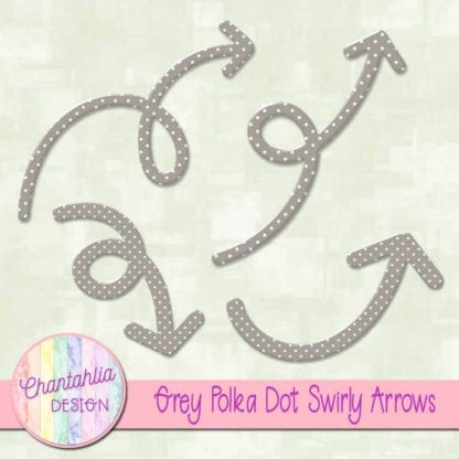 Grey Polka Dot Swirly Arrows