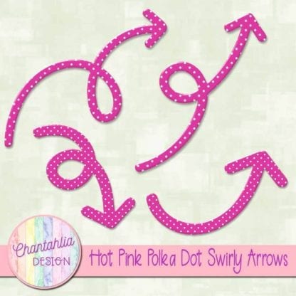 Hot Pink Polka Dot Swirly Arrows