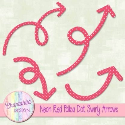 Neon Red Polka Dot Swirly Arrows