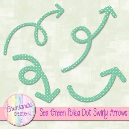 Sea Green Polka Dot Swirly Arrows