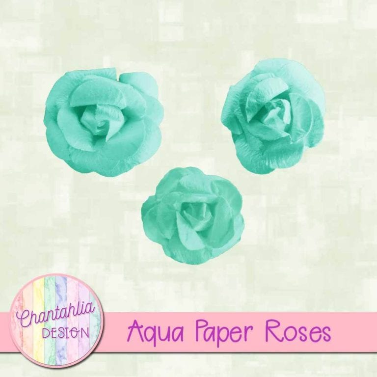 Free Aqua Paper Roses Design Elements