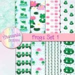 Free Frogs Digital Papers for digital and printable crafts