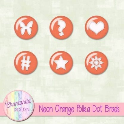 Neon Orange Polka Dot Brads