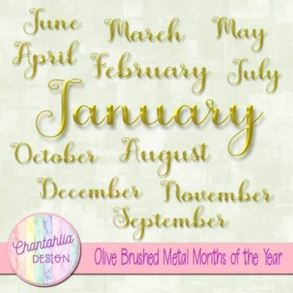 Olive Brushed Metal Months of the Year