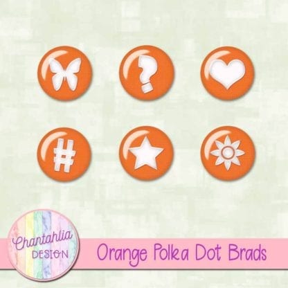 Orange Polka Dot Brads