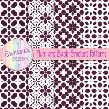 Plum and Black Gradient Patterns Digital Papers