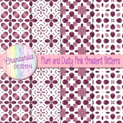 Plum and Dusty Pink Gradient Patterns Digital Papers