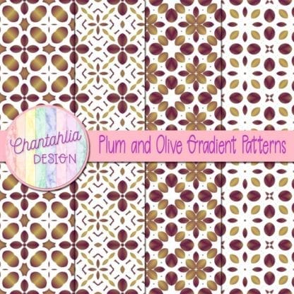 Plum and Olive Gradient Patterns Digital Papers