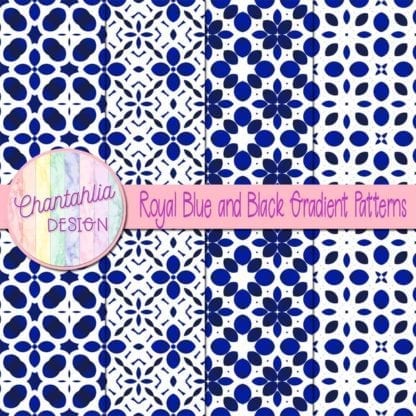 Royal Blue and Black Gradient Patterns Digital Papers