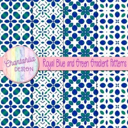 Royal Blue and Green Gradient Patterns Digital Papers