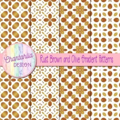 Rust Brown and Olive Gradient Patterns Digital Papers