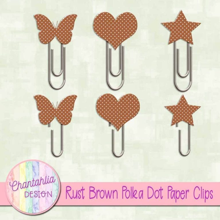 Free Rust Brown Polka Dot Paper Clips Design Elements