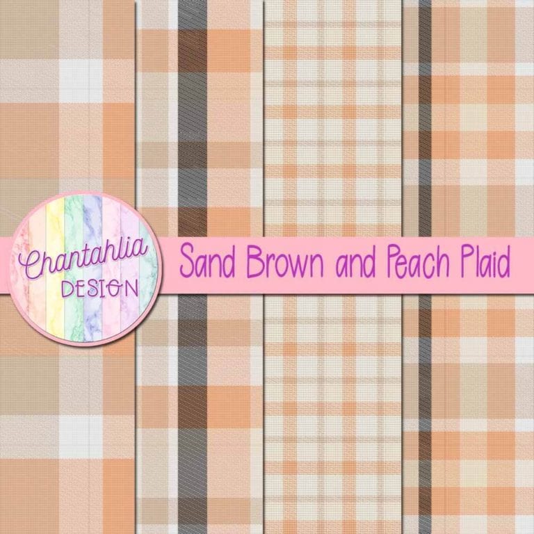 Free Sand Brown and Peach Digital Papers with Plaid Designs