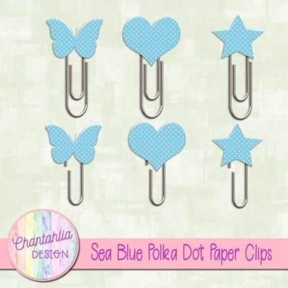 Sea Blue Polka Dot Paper Clips