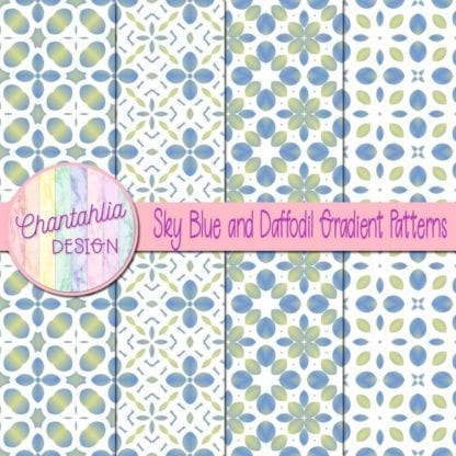 Sky Blue and Daffodil Gradient Patterns Digital Papers