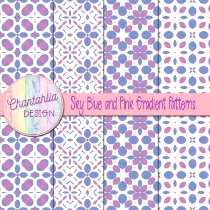 Sky Blue and Pink Gradient Patterns Digital Papers
