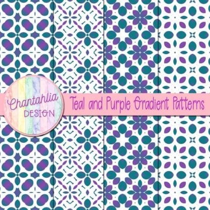 Teal and Purple Gradient Patterns Digital Papers