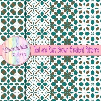 Teal and Rust Brown Gradient Patterns Digital Papers