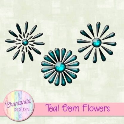 Teal Gem Flowers