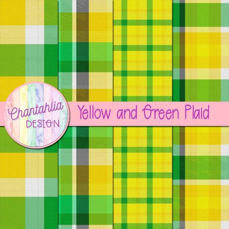 Free Yellow And Green Digital Papers With Plaid Designs 6067