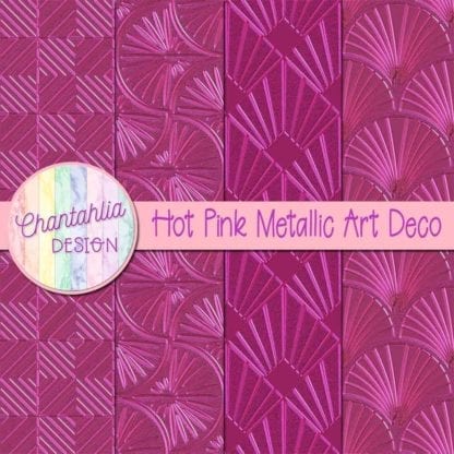 Hot Pink Metallic Art Deco Digital Papers