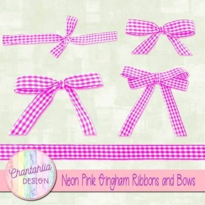 Neon Pink Gingham Ribbons and Bows