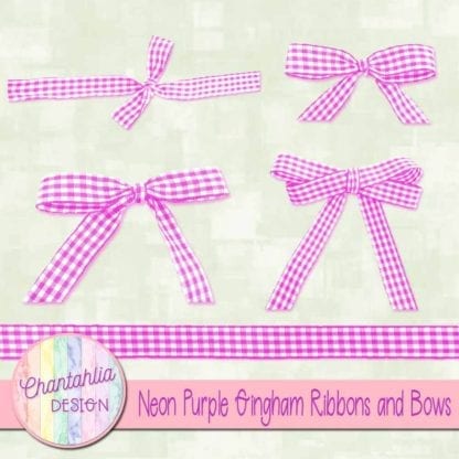 Neon Purple Gingham Ribbons and Bows