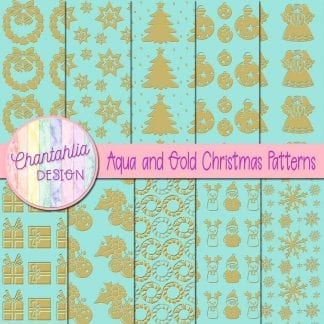 Free digital papers with gold Christmas patterns