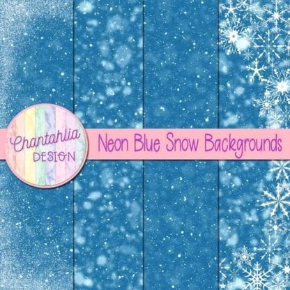 Neon Blue Snow Digital Paper Backgrounds