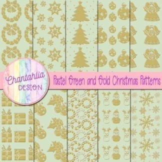 pastel green and gold christmas patterns