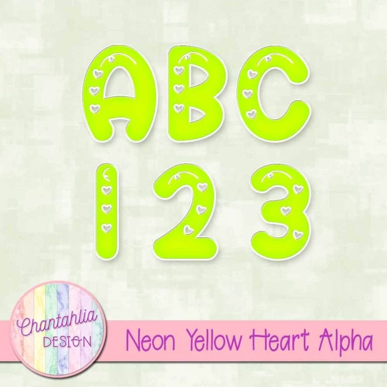 Neon Yellow Heart Alpha - Chantahlia Design