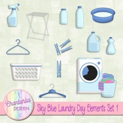 Sky Blue Laundry Day Elements Set 1