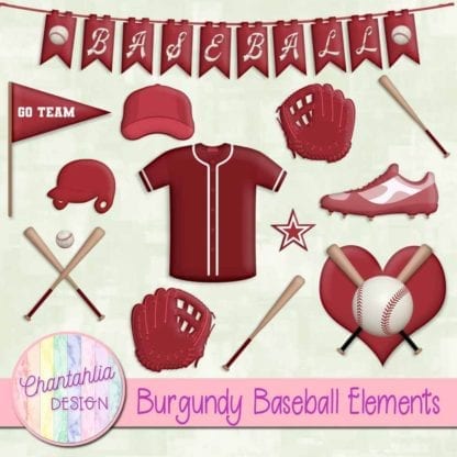 burgundy baseball elements