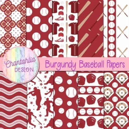 burgundy baseball digital papers