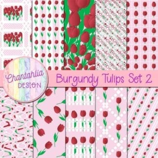burgundy tulips digital papers
