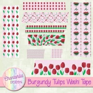 burgundy tulips washi tape