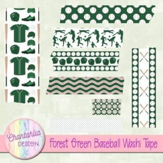 forest green baseball digital washi tape